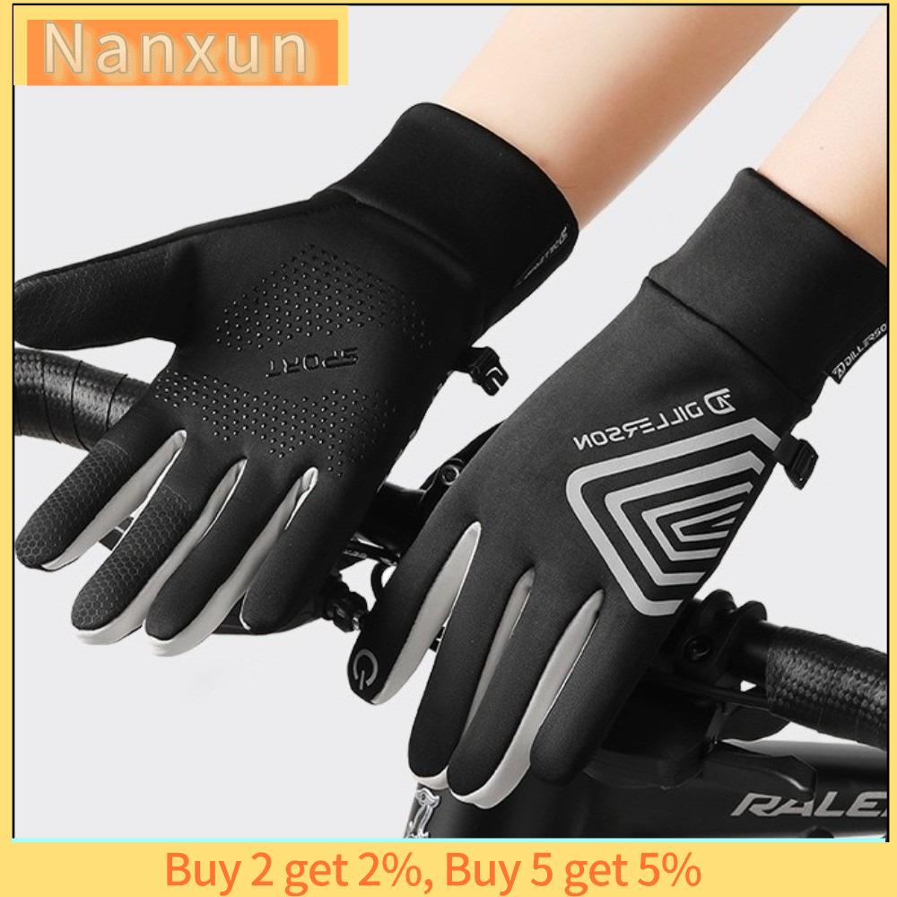NWSJ Chống thấm nước Găng tay xe đạp mùa đông Lót nhung Dày hơn Găng tay màn hình cảm ứng Unisex Chống trượt Găng tay ấm Mùa thu mùa đông