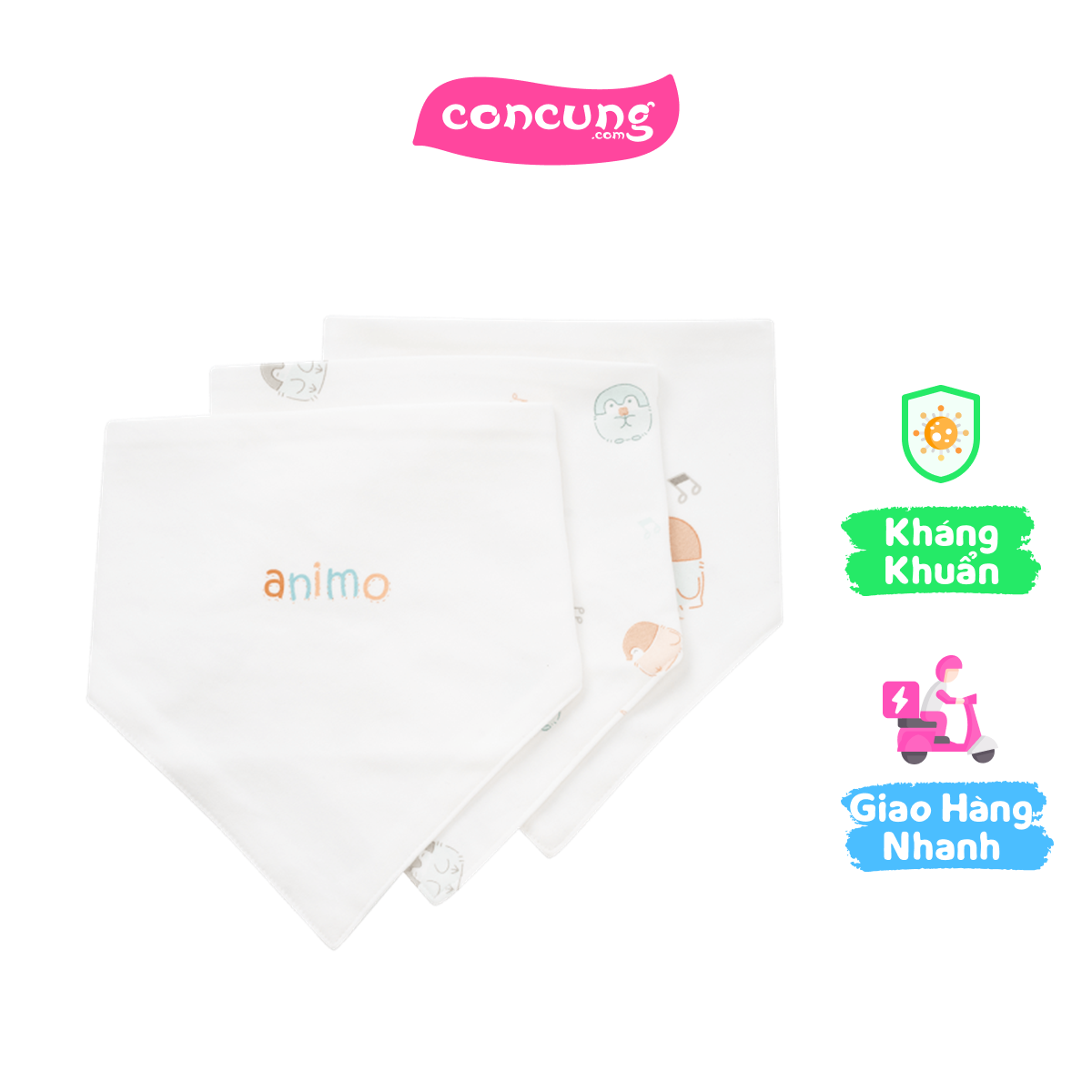 Set 3 yếm sơ sinh Animo MN0925013-M9272 (NB,nhiều màu)