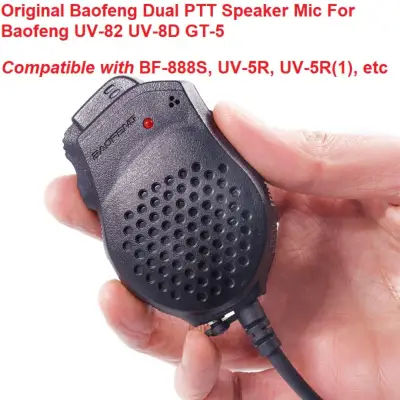 Singapore stock, genuine Baofeng Speaker Mic Microphone Dual PTT For pofung walkie talkie UV-82 UV82 UV-82L UV-8D UV-89 UV-82HP UV-5R, BF-888S UV5R 888