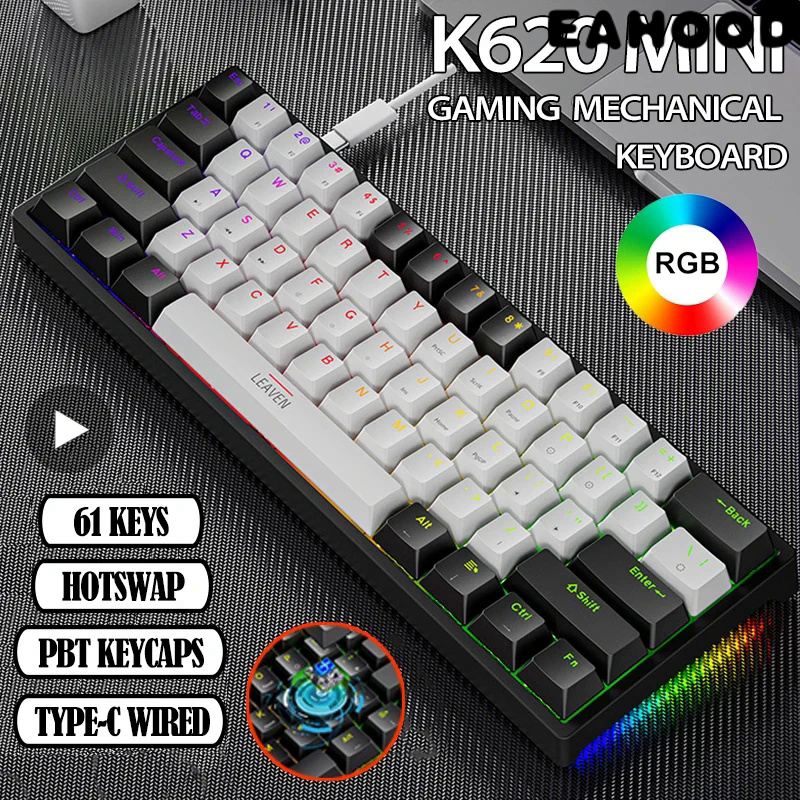 Esports k620  backlit RGB gaming mechanical keyboard gamer mechanic kit 60 percent DIY custom PBT ke