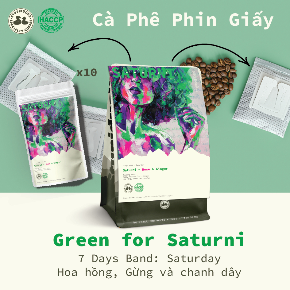 10 Túi Specialty Coffee Drip Bag - Cà Phê Green Of Saturni Flowers & Ginger ( Saturday) - Cà Phê Phin Giấy Stupiducks