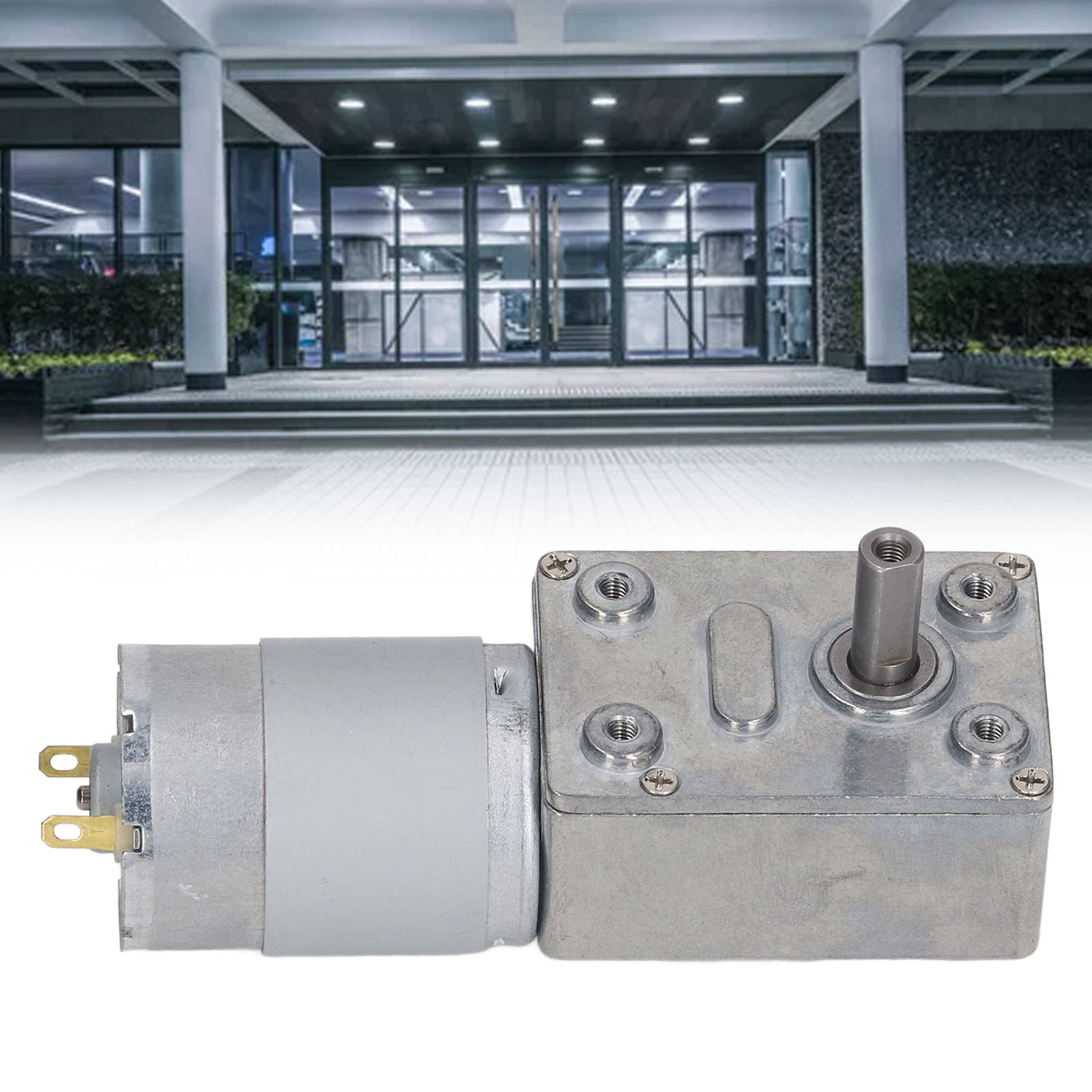 Động cơ trục vít giảm tốc độ động cơ bánh răng nhôm Brass DC24V tự khóa ngắn trục phát động độ chính xác cao 60 vòng/phút cho thiết bị mở cửa
