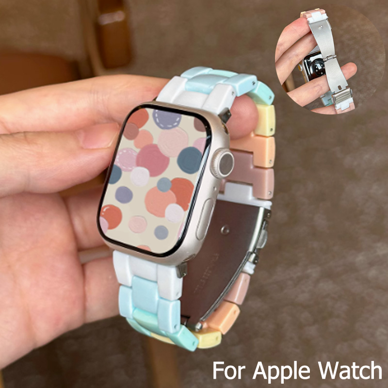 Candy Resin Strap for ApplLe Watch Series 10 42 46mm Ultra 2 9 SE 8 6 5 7 Colorful Correa With Tool iWatch 44 40mm 38 45 41mm 49mm Accessories Presyo 278 Piso*Libreng Shipping