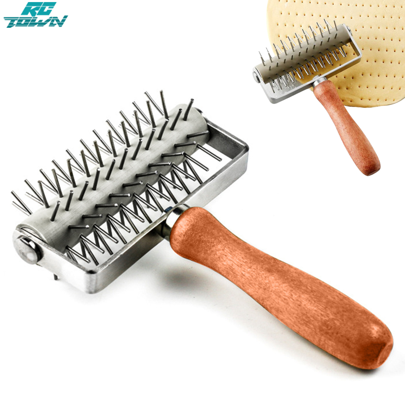 Pizza Docking Tool Pastry Roller With Stainless Steel Spikes Wood Handle Kitchen Pizza Making Accessories ราคา 288 บาท*ส่งฟรี