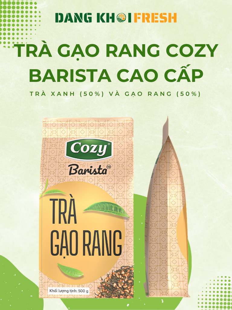 COMBO 6 Túi Trà Gạo Rang Cozy Barista 500gr Cao Cấp Nguyên Liệu Pha Chế Trà Xanh Gạo Rang Trà Sữa
