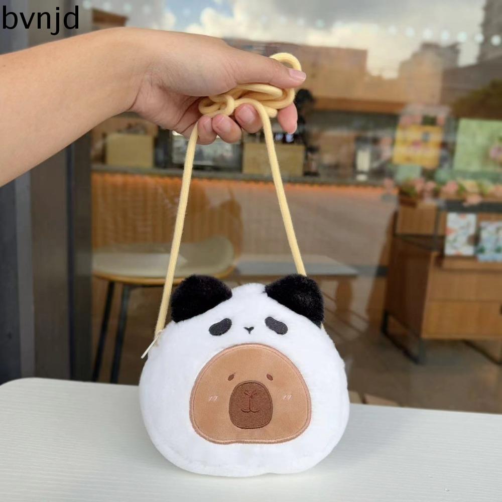 BVNJD Dễ thương Túi đeo chéo capybara Băng chéo Gấu trúc Túi đeo vai vải nhung lông Túi đựng đồ Ong Ví trẻ em hoạt hình Trẻ em