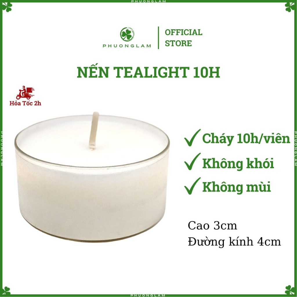 Nến Tealight đốt liên tục 10 giờ không khói không mùi trang trí tạo không gian sang trọng ấm cúng