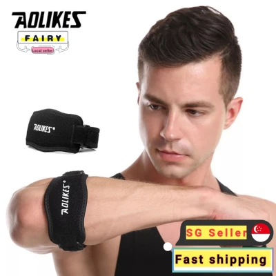 (SG Seller)AOLIKES 1PCS Adjustable Basketball Tennis Golf Elbow Support Golfer's Strap Elbow Pads Lateral Pain Syndrome Epicondylitis Brace