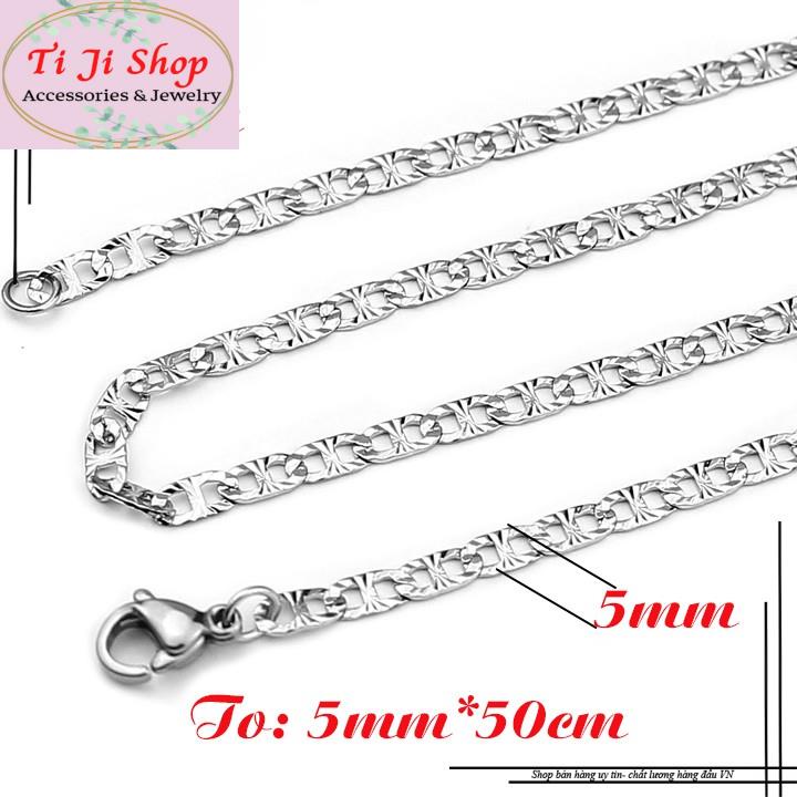  Dây chuyền inox 5mm chạm chiếu lấp lánh đẹp không đen chuẩn thời trang - Phù hợp cho cả nam và nữ 