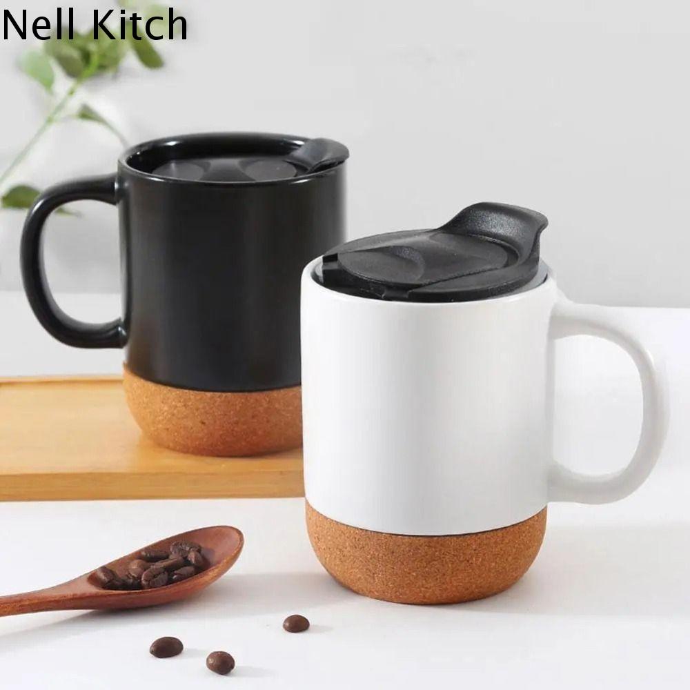 NELL Chịu nhiệt Cốc gốm Đáy nút chai Có Nắp Cốc trà Chống bụi Chống Bắn Cốc nước sữa Sữa