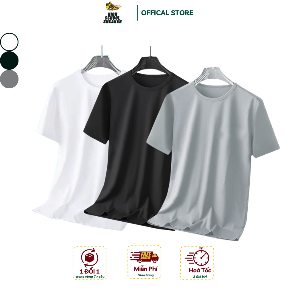 Combo of 3 Men's T-Shirts [Freeship Extra] Made of Super Cheap Cold Elastic Material, Basic Men's T-Shirts in 4 Easy-To-Match Colors - 3