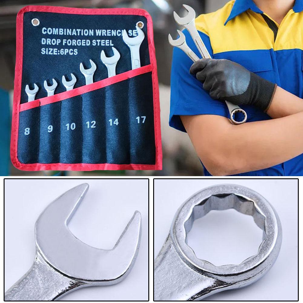 6 PCS Double End Wrench Set Combination Wrench Spanner Tools Duty Portable 8-17mm Original Wrench Set Heavy Set Set Open Tools Q6X8