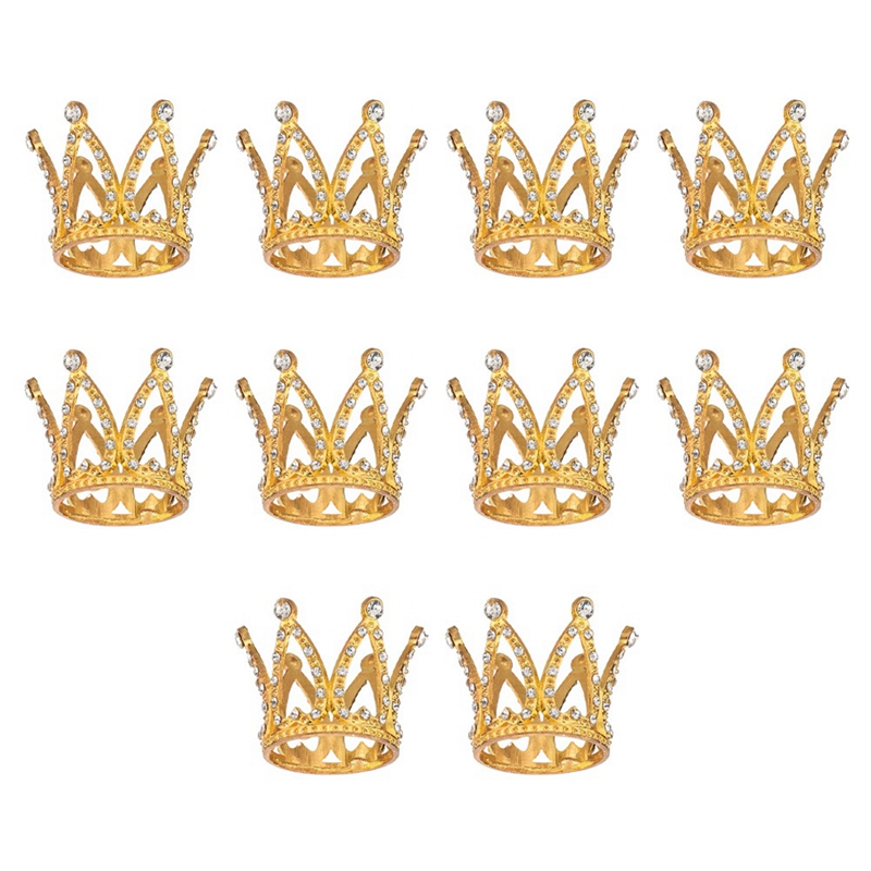 10 Pcs Gold Mini Crown Cake Topper for Flower Arrangements Shower Birthday Wedding Decor