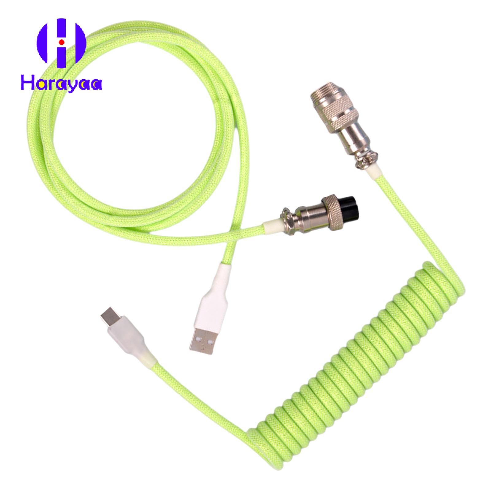 harayaa USB Type C Cable Coiled Cable Charging Retractable Split Cable for Keyboard