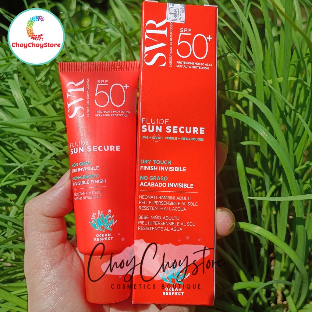 SVR Sun Secure Fluide SPF50+ Non Greasy 50mL - Kem Chống Nắng SVR Không Gây Nhờn Rít - giúp hình thành lớp bảo vệ chống lại stress oxy hóa và tổn thương da do ánh nắng, từ đó ngăn ngừa các dấu hiệu lão hóa sớm và đốm nâu.