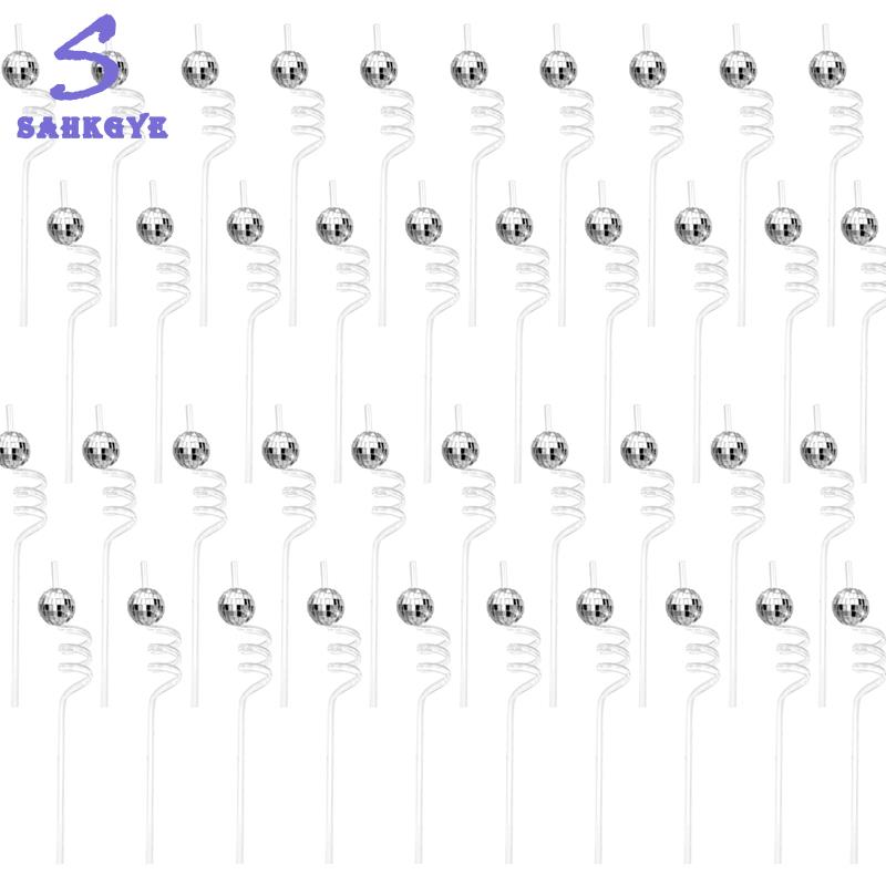 greatbuy666-40 Pieces 70s Disco Ball Straws Disco Party Decor Retro Dance Holiday Wedding Bachelorette Party Decor ราคา 596 บาท*ส่งฟรี