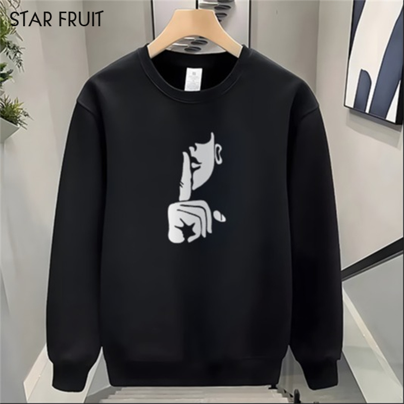 Sweatshirt men's round neck pullover fashionable printed long sleeved shirt