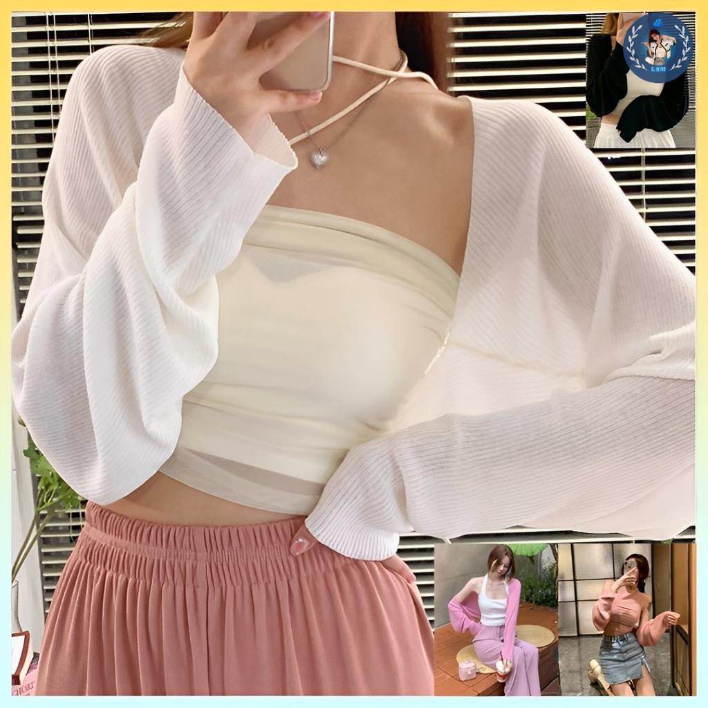 Áo khoác len mỏng kiểu cánh dơi dáng rộng tay dài chống nắng - l2m