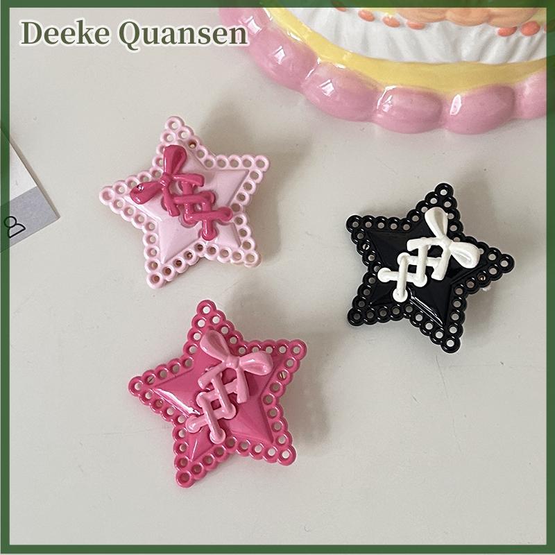 Deeke 1 cái tóc DIY Phụ Kiện Đầy Màu sắc Y2K BOW TIE Hollow năm cánh sao kẹp tóc phụ nữ cô gái dễ thương Sao Side Clip tóc Grip