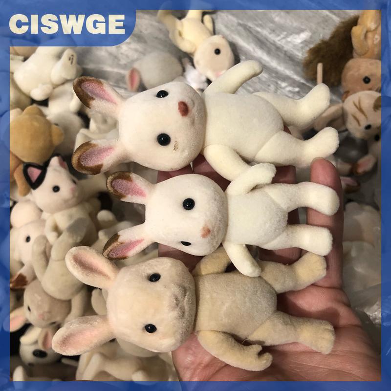 CISWGE 1PC Rừng Gia Đình Động Vật Hình Thỏ Gấu Con Chó Đổ Xô Xù Xì Bức Tượng Động Vật Mô Hình Đồ Chơi Cho Kid Nhà Máy Khuyết tật