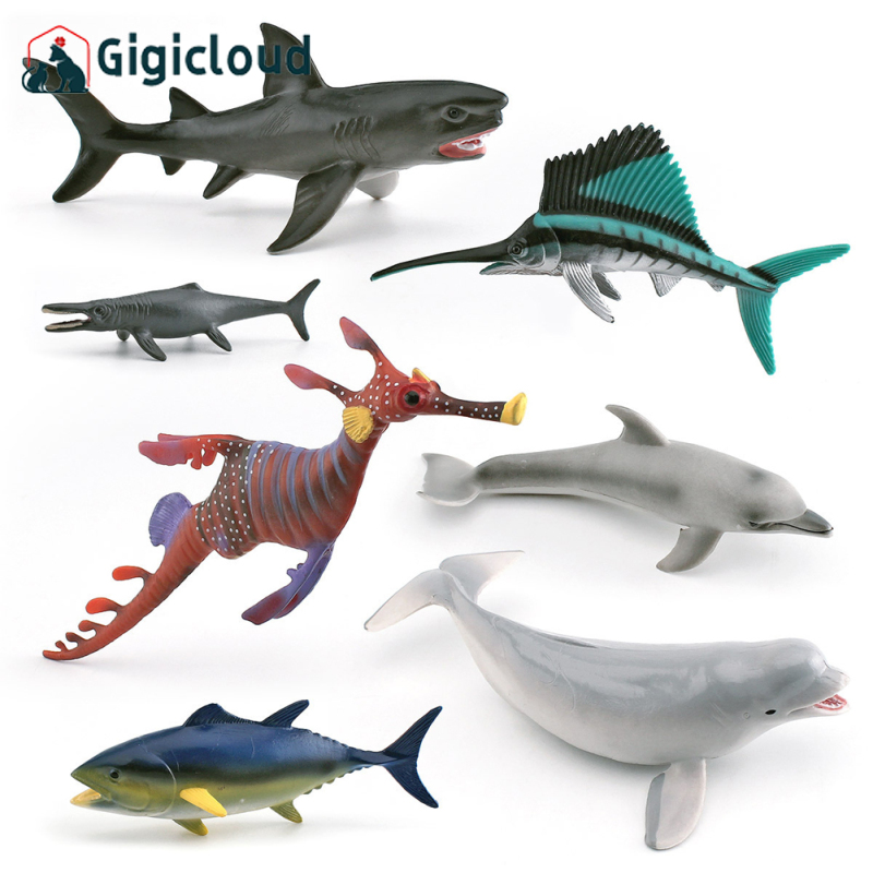 Gigicloud Simulation Ocean Animal Model Realistic Beluga Shark Sailfish Action Figure Cognition Toys For Kids Gifts