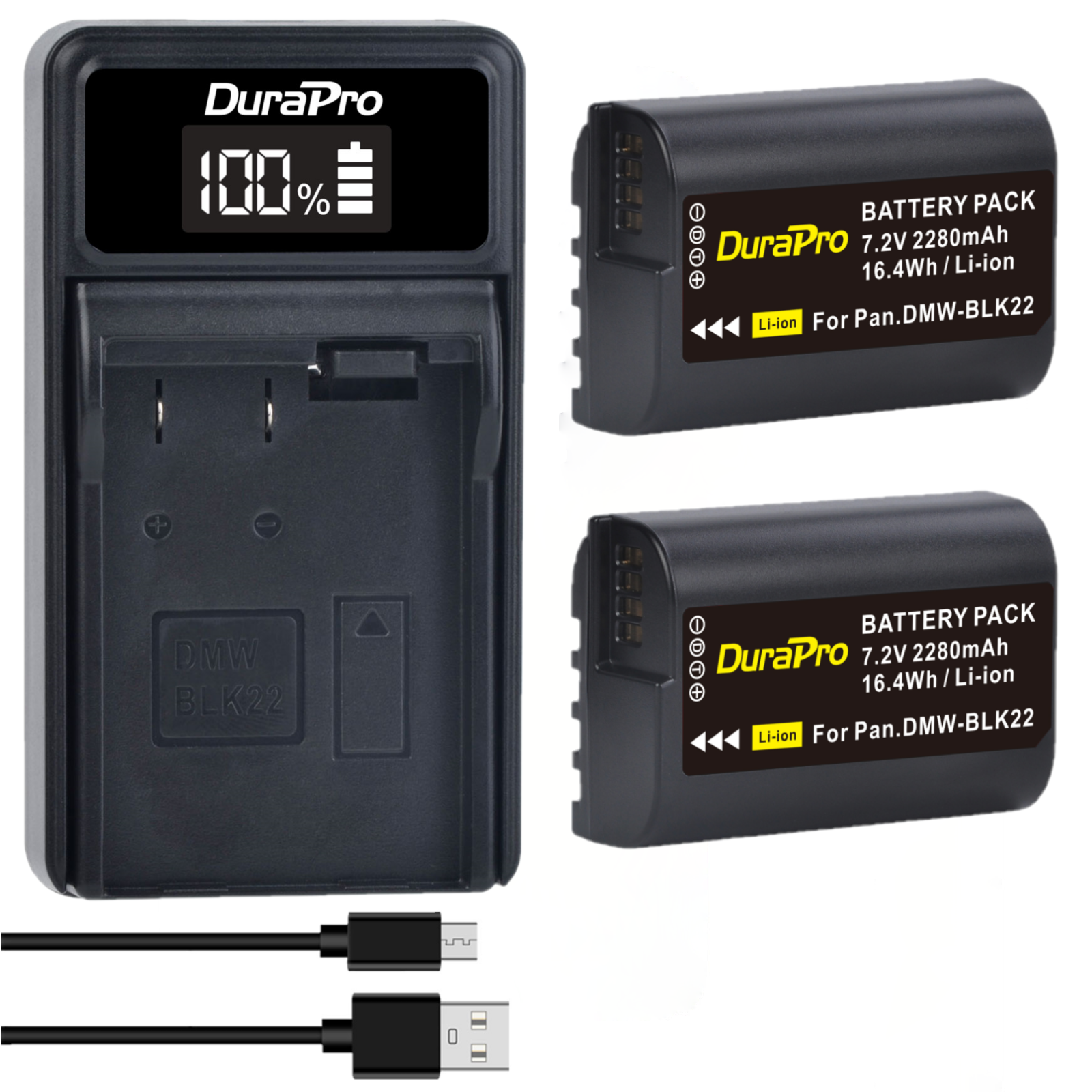 Pin DMW-BLK22 2280mAh và bộ sạc LED cho Panasonic Lumix DC-S5, DC-GH6, DC-S5II, GH5 II