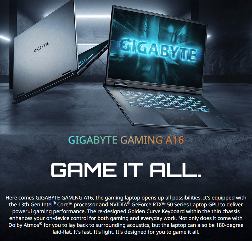 GIGABYTE A16 CMHI2 | 16" WUXGA 165Hz | i7-13620H | 16GB DDR5 | 512GB SSD | RTX4050 6GB | W11 10 GIGABYTE A16 CMHI2-MY893SH GAMING Laptop PRICE IN BANGLADESH MC SOLUTION BD
