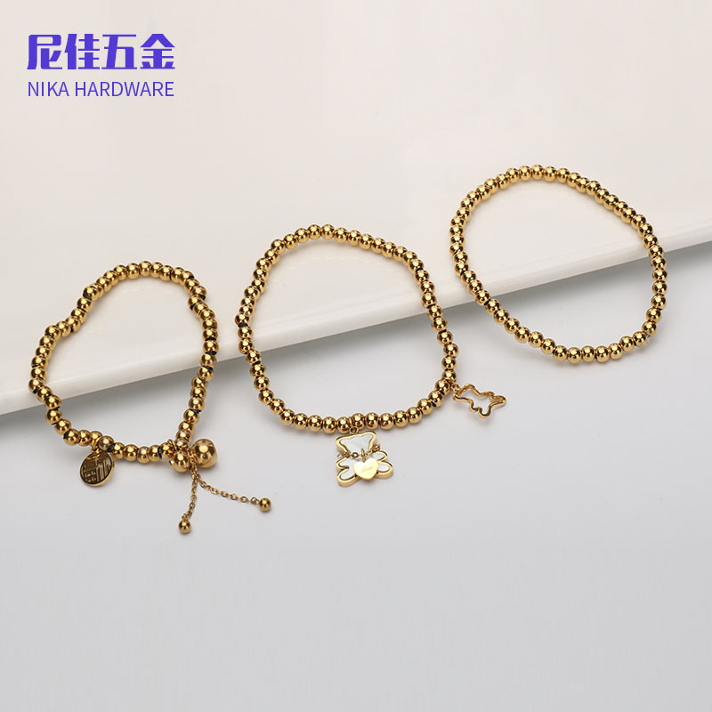 huangjian Multiple options available in 18K gold vacuum electroplating beaded bracelet, light luxury women's gourd pendant bracelet