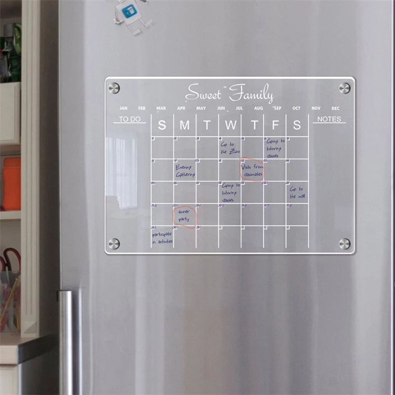 SG 【IN STCOK】Magnetic Acrylic Planner Board Clear Fridge Magnet Sticker Calendar Board Daily Monthly Planner Schedule