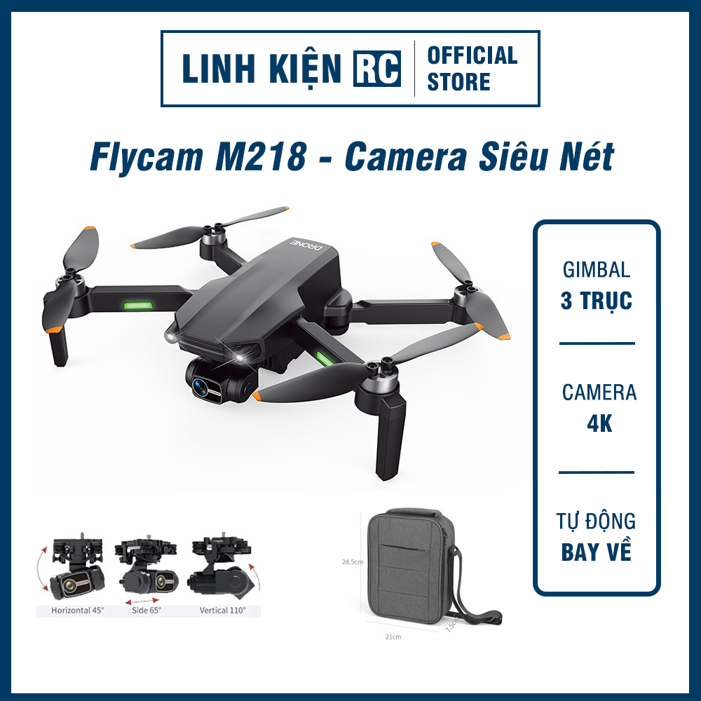Flycam M218 Giá Rẻ - Camera Quay 4K - Gimbal Chống Rung 3 Trục - Có GPS