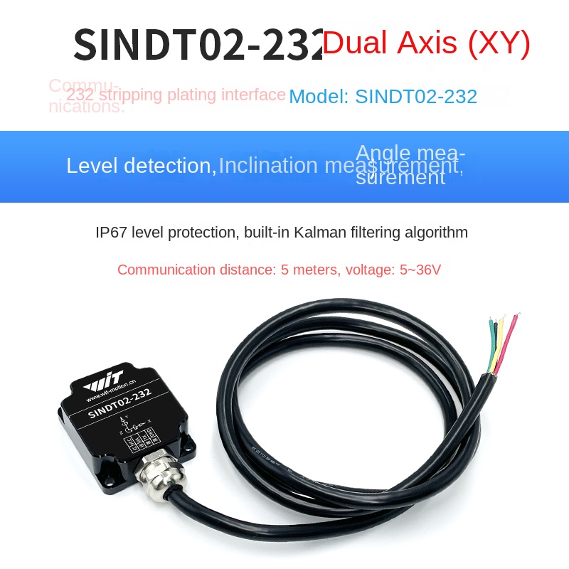 Cảm Biến Góc Nghiêng SINDT02-232 Trục Kép | Tùy chọn: SINDT01 | Đo Góc Tư Thế Chính Xác | Modbus RS232/RS485
