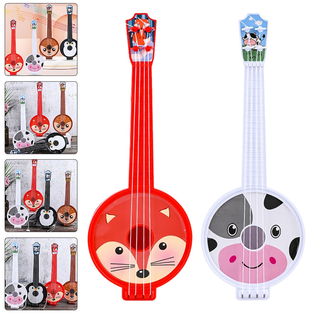 2 cái Đồ chơi em bé trẻ em chơi nhạc cụ banjo giáo dục sớm Ukulele học nhạc đàn guitar nhựa trẻ em