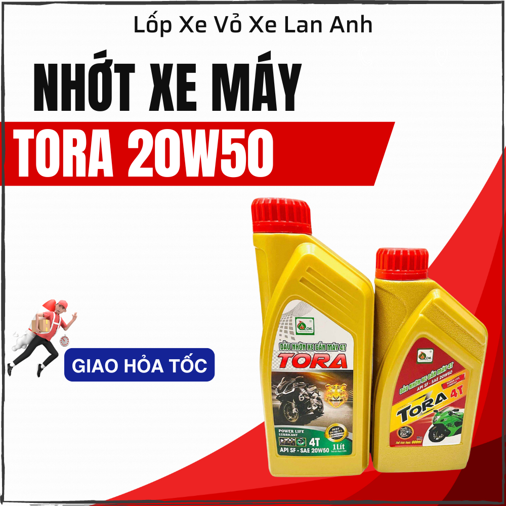 [GIÁ SỈ] Nhớt rẻ dùng cho xe số - Nhớt xe máy TORA 20W50 chai nhựa 0.8L và 1L