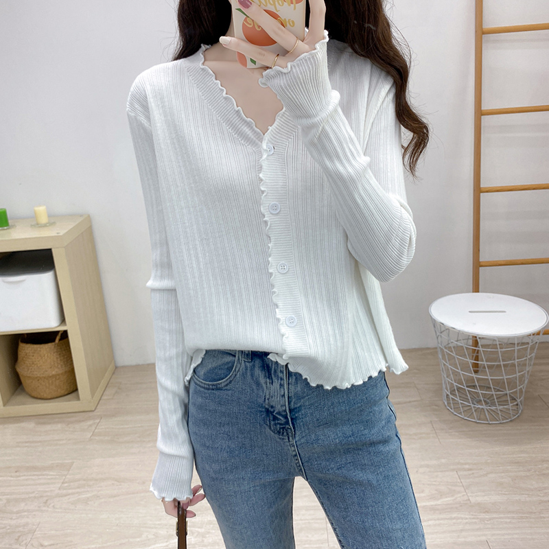 7 Màu Sắc lười Hàn Quốc Tay áo dài Phụ Nữ Giản Dị Của Áo Len Top Mỏng V Cổ Cardigan Áo Len Áo khoác ngắn