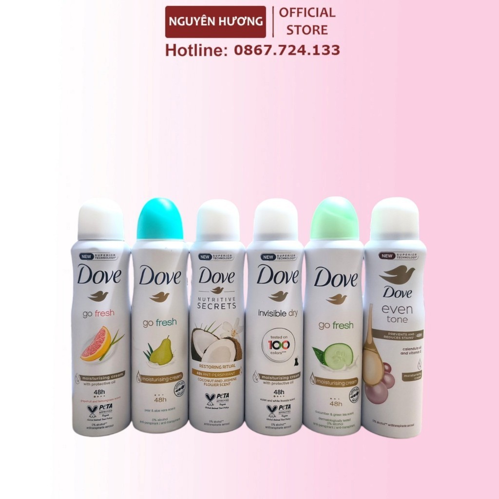 Xịt Khử mùi Dove 150ml, xịt khử mùi Dove dành cho nữ, Xịt thơm dành cho nữ, xịt khử mùi Dove