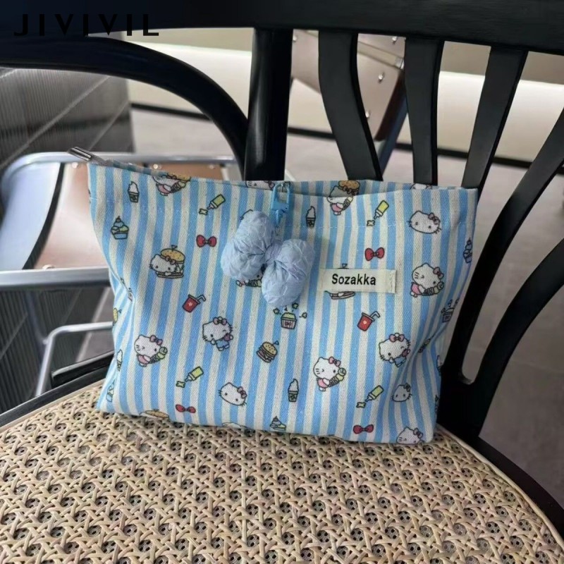 JIVIVIL New Kitten Ice Cream Pack Printed Storage Bag Large capacity versatile canvas bag for school start High-end exquisite bag