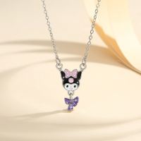 Lanme Jewelry Kalung Anak Lucu Kuromi Kartun Titanium Anti Karat Lapis Emas Anak Perempuan Perhiasan Anting Anak-Anak TX041