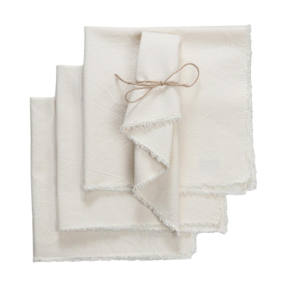 ECOCOKU 4PCS Mềm mại Khăn ăn vải lanh cotton Phong cách mộc mạc Thân thiện với môi trường Khăn ăn vải Tấm cách nhiệt Trang trí Trang trí bàn bằng vải lanh Trang trí đám cưới - 5