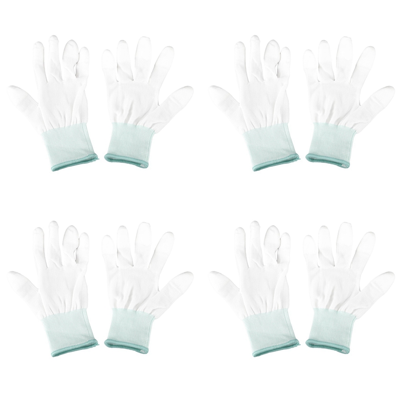 4 Pair ESD PC Computer Working Anti-Skid Anti Skid Anti-Static White Gloves New