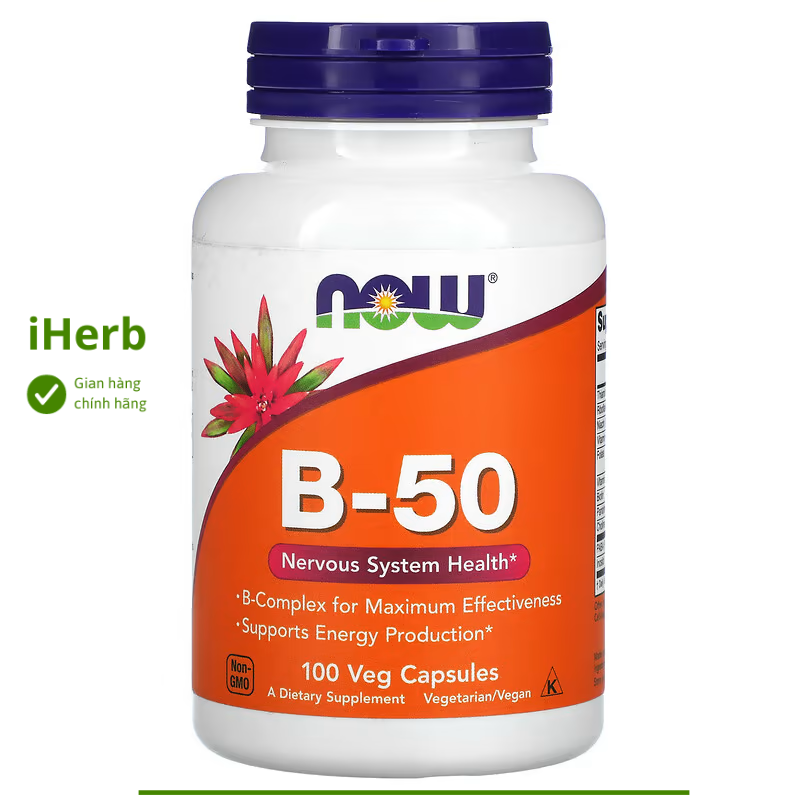 Vitamin b-50 bổ sung vitamin b now foods - iherb việt nam