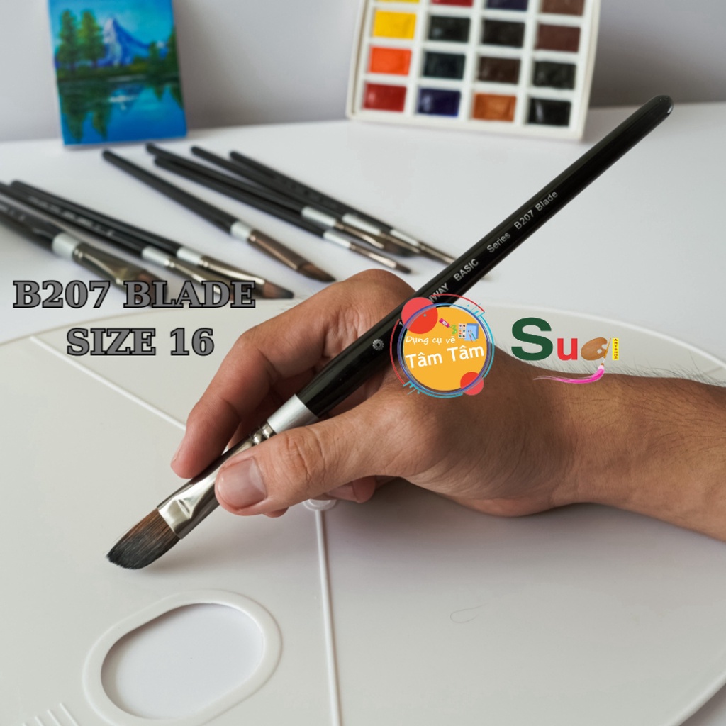 Cọ vẽ lông thú sunway đầu vát b207 blade brush