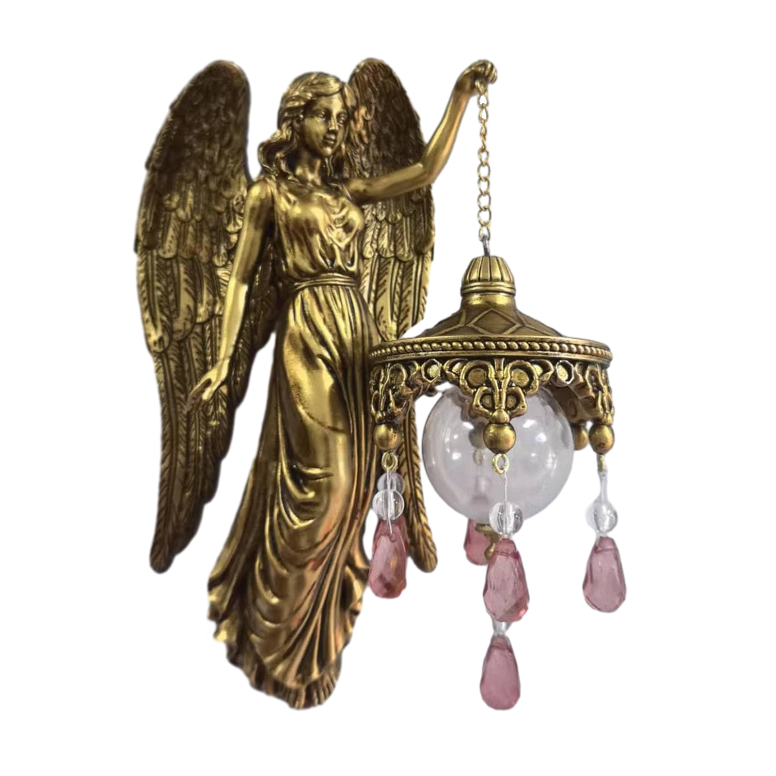 Wall Sconce with Faux Crystal Vintage Wall Light Vintage Angel Wall Lamp Resin Statue Night Light Decorative Wall Sconce for Home Office Living Room Nursery Bedroom – Artistic Holy Guardian Design