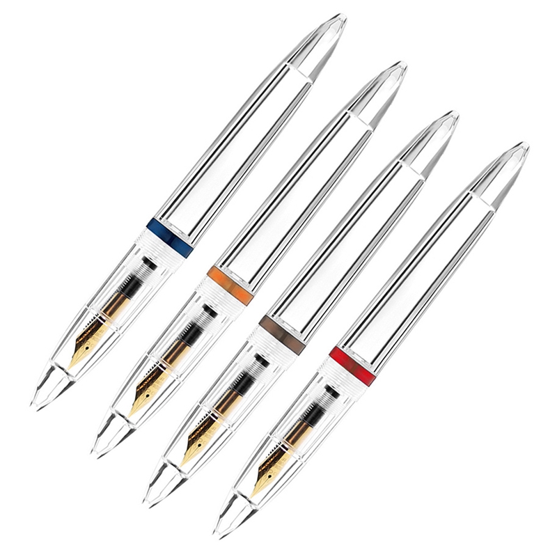 (WPSJ) 0.5mm Nib Fountain Pen with Eyedropper High Capacity Transparent Pens Office School Supplies for Student Writing Gifts Stationery