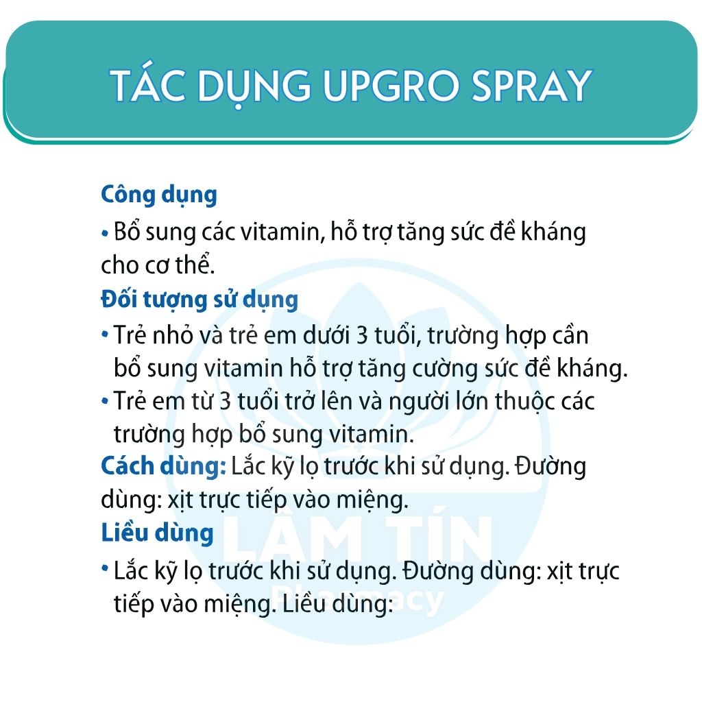 Xịt Upgro Spray - Bổ Sung Vitamin Giúp Trẻ ăn Ngon Ngủ Ngon Tăng Sức Đề Kháng Cho Bé Chai Lọ 25ml:5628