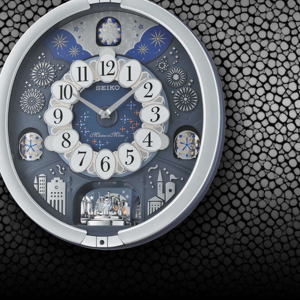 [Local SG Seller] Seiko Clock QXM379S Glittering Starry Night Melodies In Motion Rotating Pendulum Chime Wall Clock QXM379