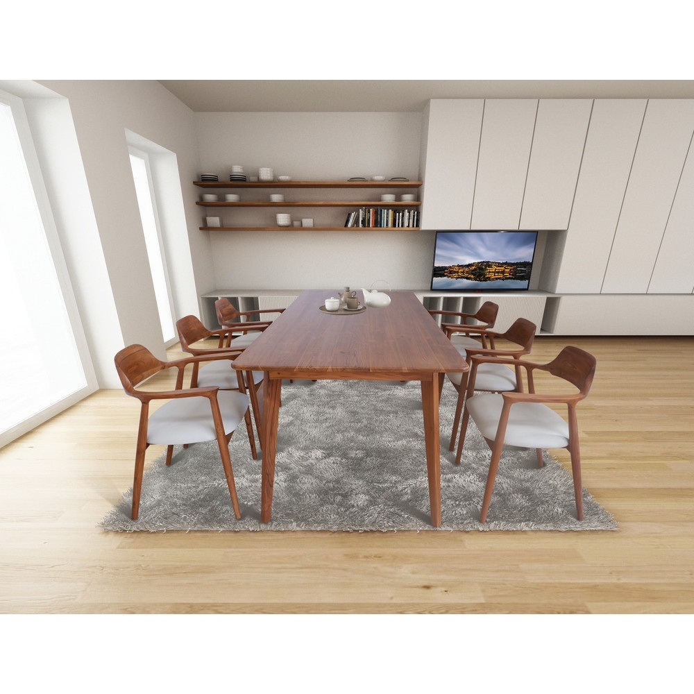 GHBathroom_Mall ชุดโต๊ะอาหารไม้สักแท้ รุ่นขาเฉียงเก้าอี้ฮิโรชิม่า 6 ที่นั่ง ขนาด 200x90x80ซม. สีสักทอง สไตล์มินิมอล ร้านค้าเเนะนำ ราคา 39,490 บาท*ส่งฟรี