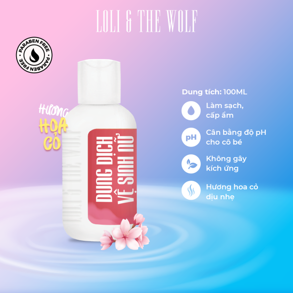 Dung dịch vệ sinh phụ nữ hương Hoa Cỏ thành phần tự nhiên chai 100ml - LOLI & THE WOLF