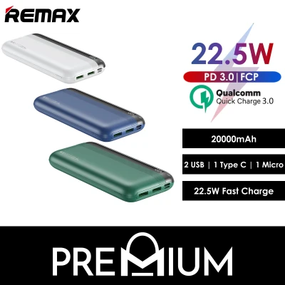 REMAX RPP-180 22.5W PD 20W Kiren Series Multi Compatible Fast Charging 20000mAh Powerbank Portable Charger Charging Battery Compatible with Xiaomi Samsung iPhone Huawei