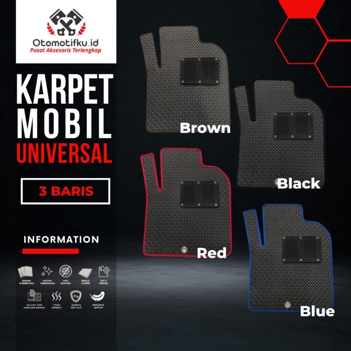 [ OTOMITFKU ]Karpet Mobil Universal 3 Baris Bahan Single Layer Rubber Eva Premium - Hitam-Coffee Harga 570,000 rupiah*Gratis Ongkir