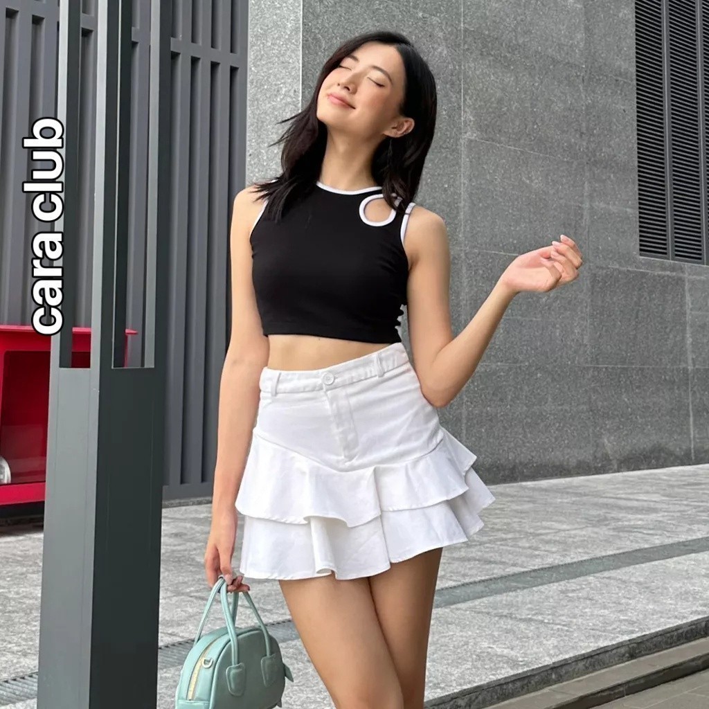 CARA Áo Croptop Nữ Tear chất thun ôm body với thiết kế hình giọt nước trên ngực trái độc đáo